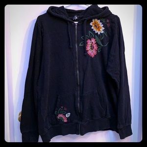 Floral embroidered hoodie